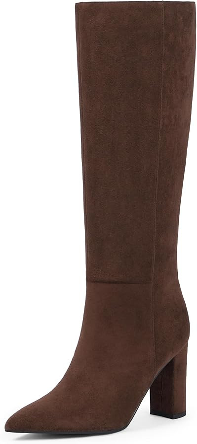 Modatope Knee High Women's Riding Boots - Tall, Long Calf High GoGo Chunky Faux Crocodile Boots -... | Amazon (US)