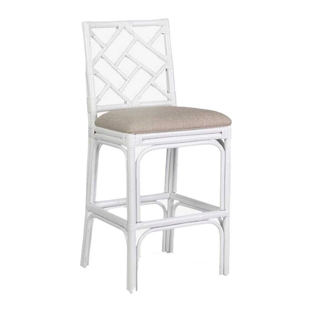 East at Main Natural Rattan Handmade Wood Cushioned Chairs - Single - White - Counter height | Bed Bath & Beyond