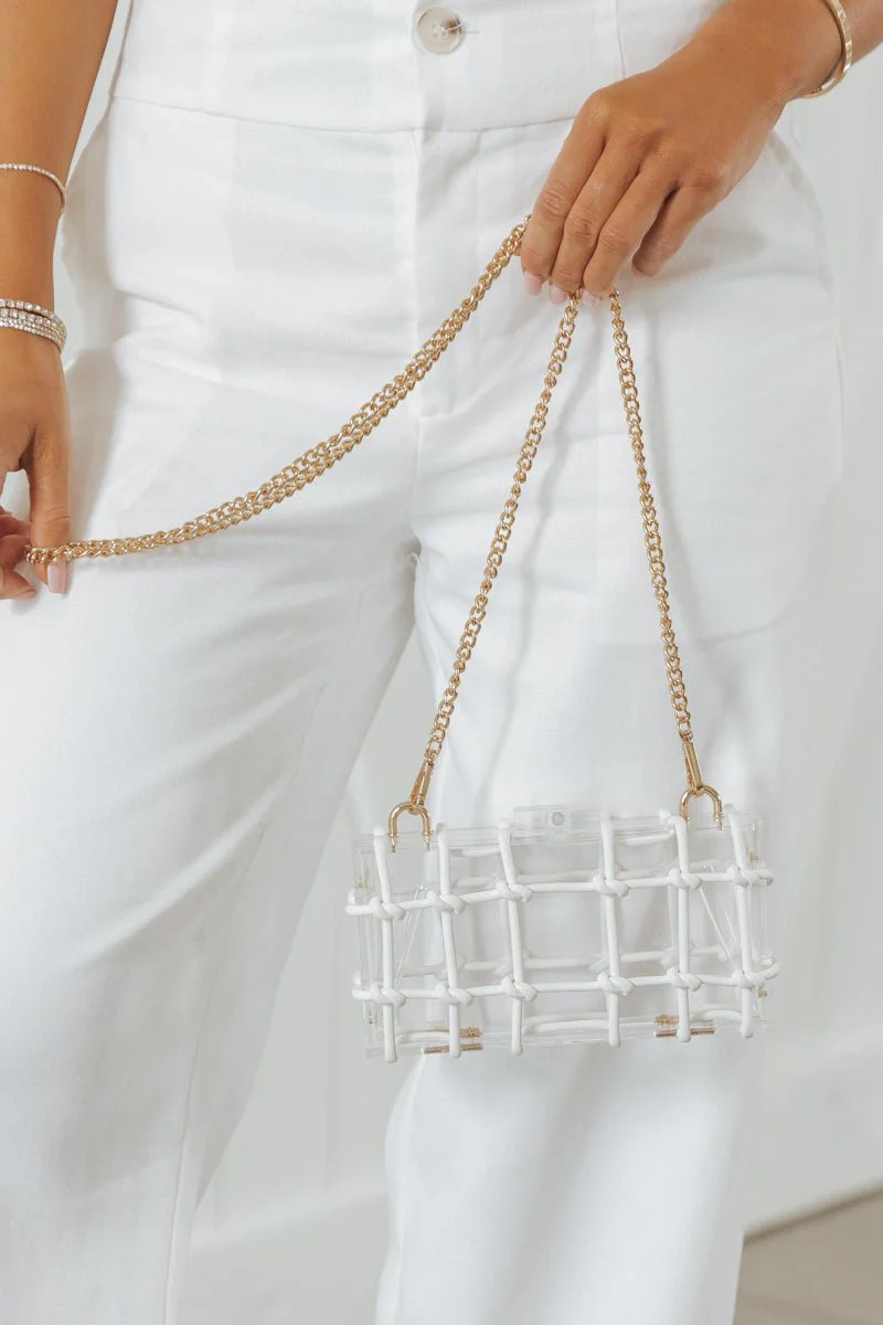 Yesenia White Clear Evening Crossbody Bag | Magnolia Boutique