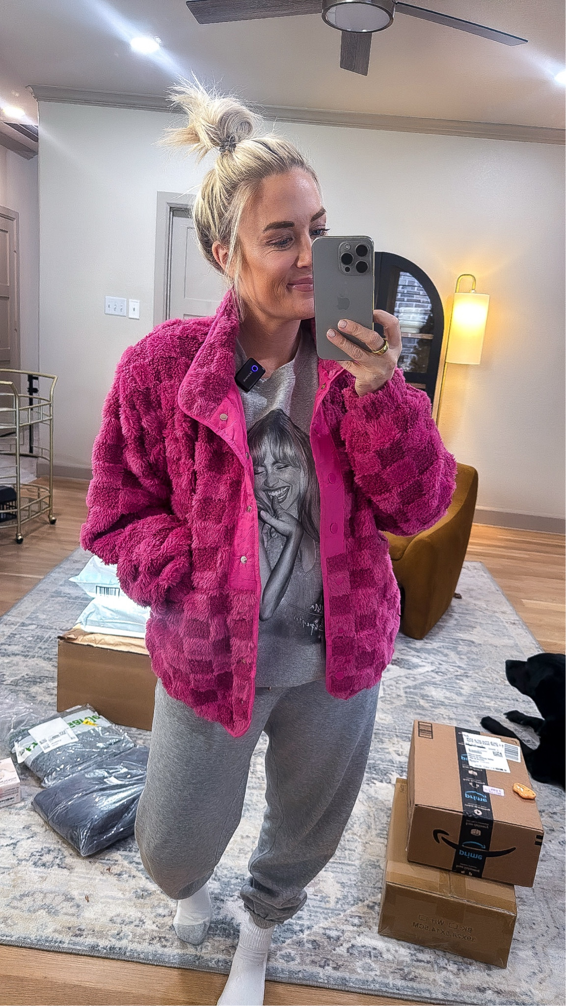 Amazon reversible checkered Sherpa oversized jacket / medium 