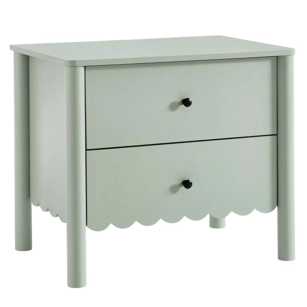 Sage Nightstand, 2 Drawers, Scalloped Design, Sturdy Construction, Smooth Glide Storage, Elegant ... | Amazon (US)