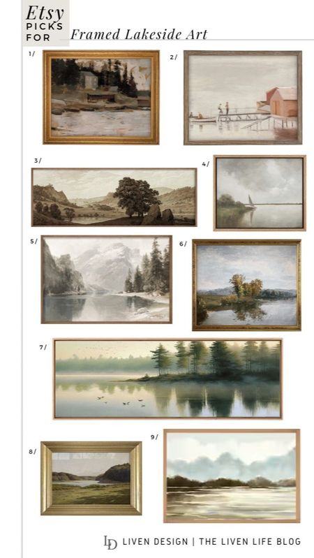Etsy art print. Lakeside painting print. Vintage lake painting. Lake landscape painting print.  Home decor. Summer lake scene art. Framed art. 

#LTKSeasonal #LTKHome #LTKFindsUnder100