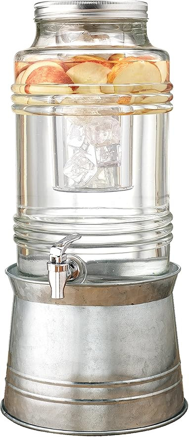 Circleware Breeze Glass Beverage Drink Dispenser with Stand Metal Base which Transforms to Metal ... | Amazon (US)