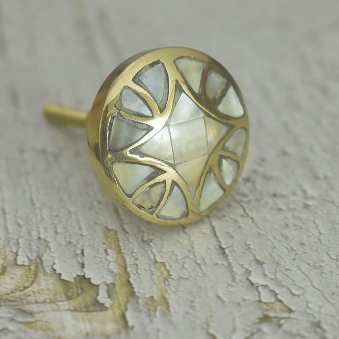 Mother of Pearl Dresser Pull Knob - Gold Drawer Knob, Beautiful Gold Metal, Brass Knobs and Pulls... | Amazon (US)