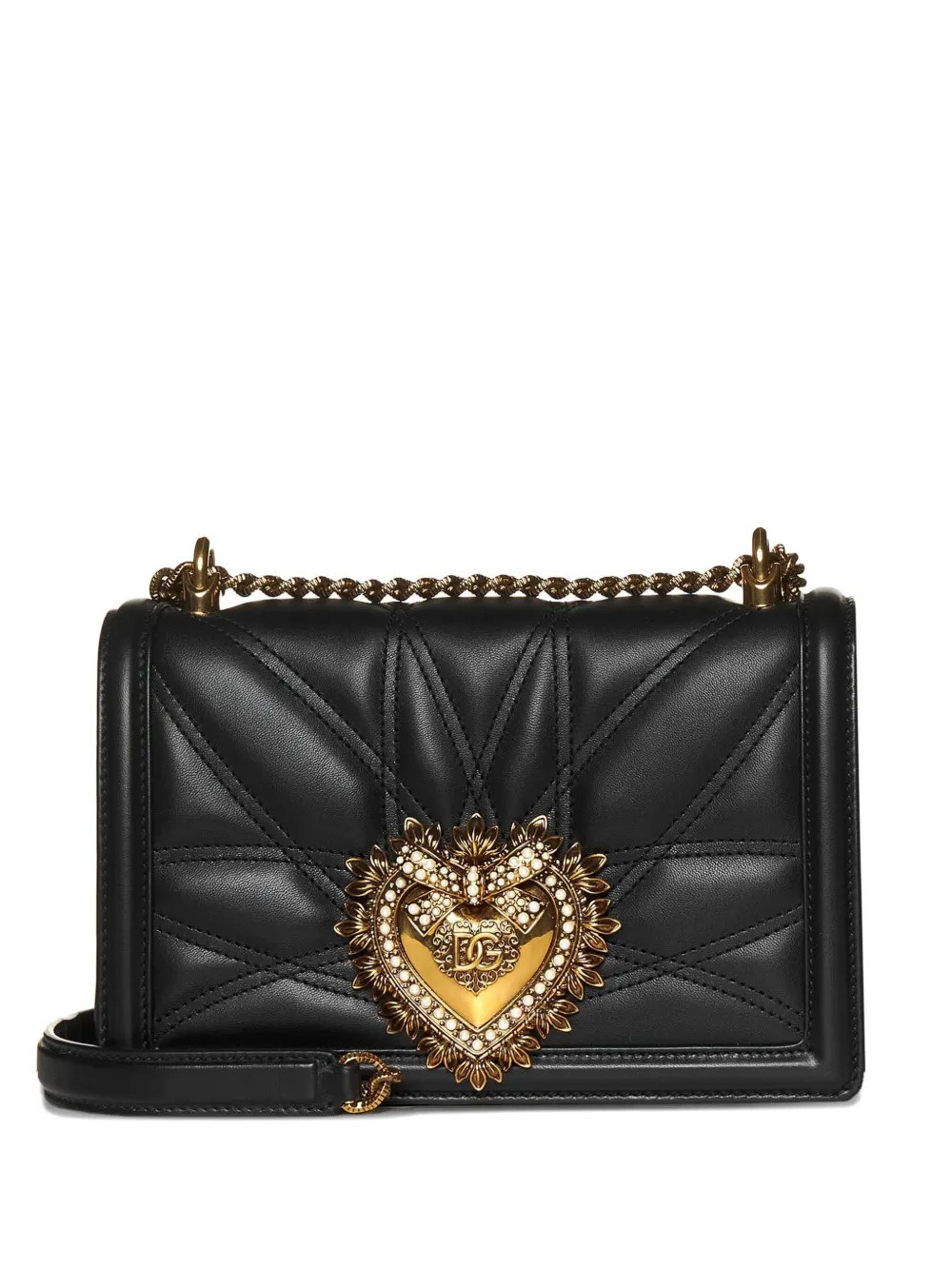 Dolce & Gabbana quilted heart-embellished shoulder bag - Black | Farfetch Global