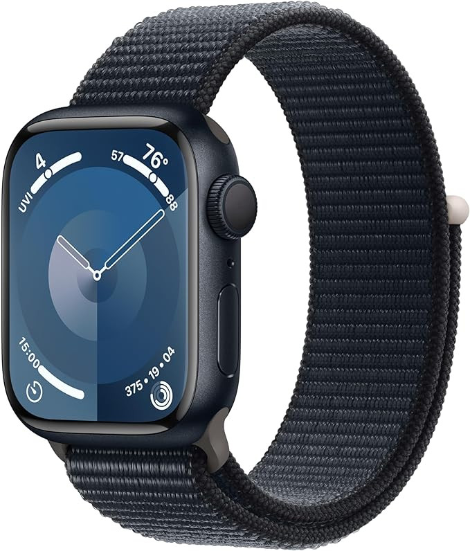 Apple Watch Series 9 [GPS 41mm] Smartwatch with Midnight Aluminum Case with Midnight Sport Loop O... | Amazon (US)