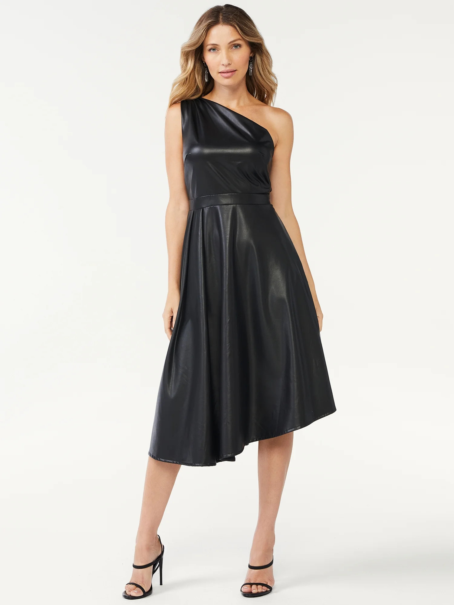 Sofia Jeans by Sofia Vergara Women's One Shoulder Faux Leather Dress - Walmart.com | Walmart (US)