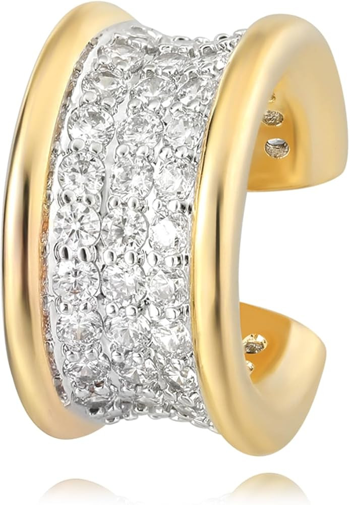 MTMY Gold Ear Cuff Earring for Women 14K Gold Plated Cubic Zirconia Non-Pierced Clip on Cartilage... | Amazon (US)