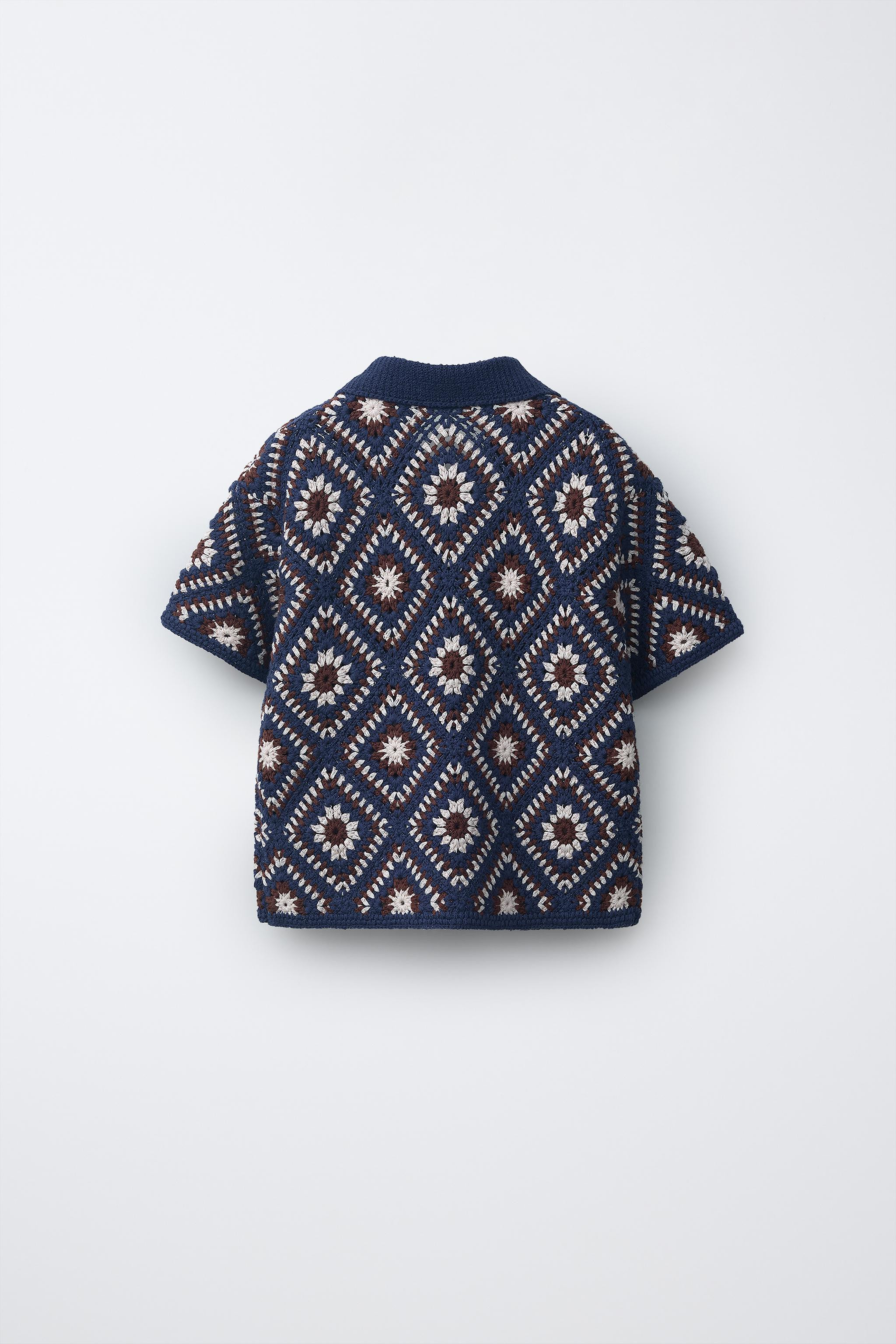 DIAMOND CROCHET KNIT SHIRT | Zara US