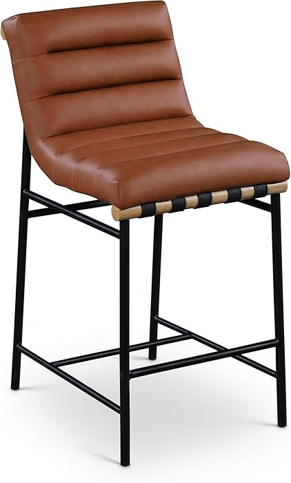 Meridian Furniture 857Cognac-C Burke Collection Modern | Contemporary Vegan Leather Upholstered C... | Amazon (US)