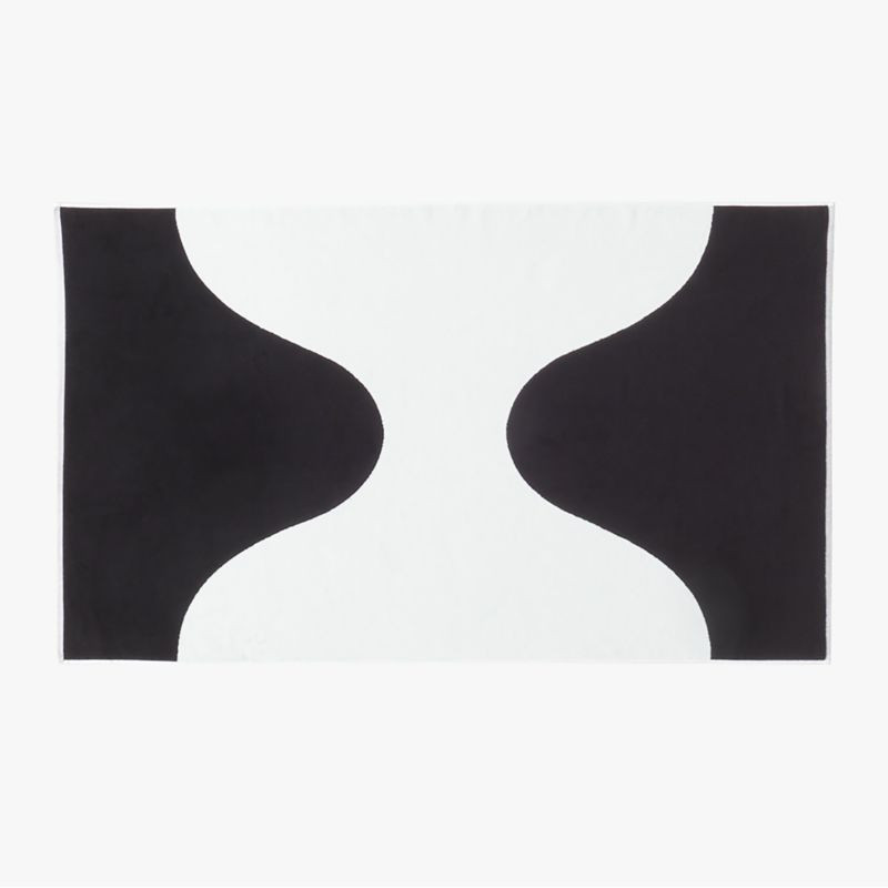 Agita Organic Cotton White and Black Abstract Beach Towel | CB2 | CB2