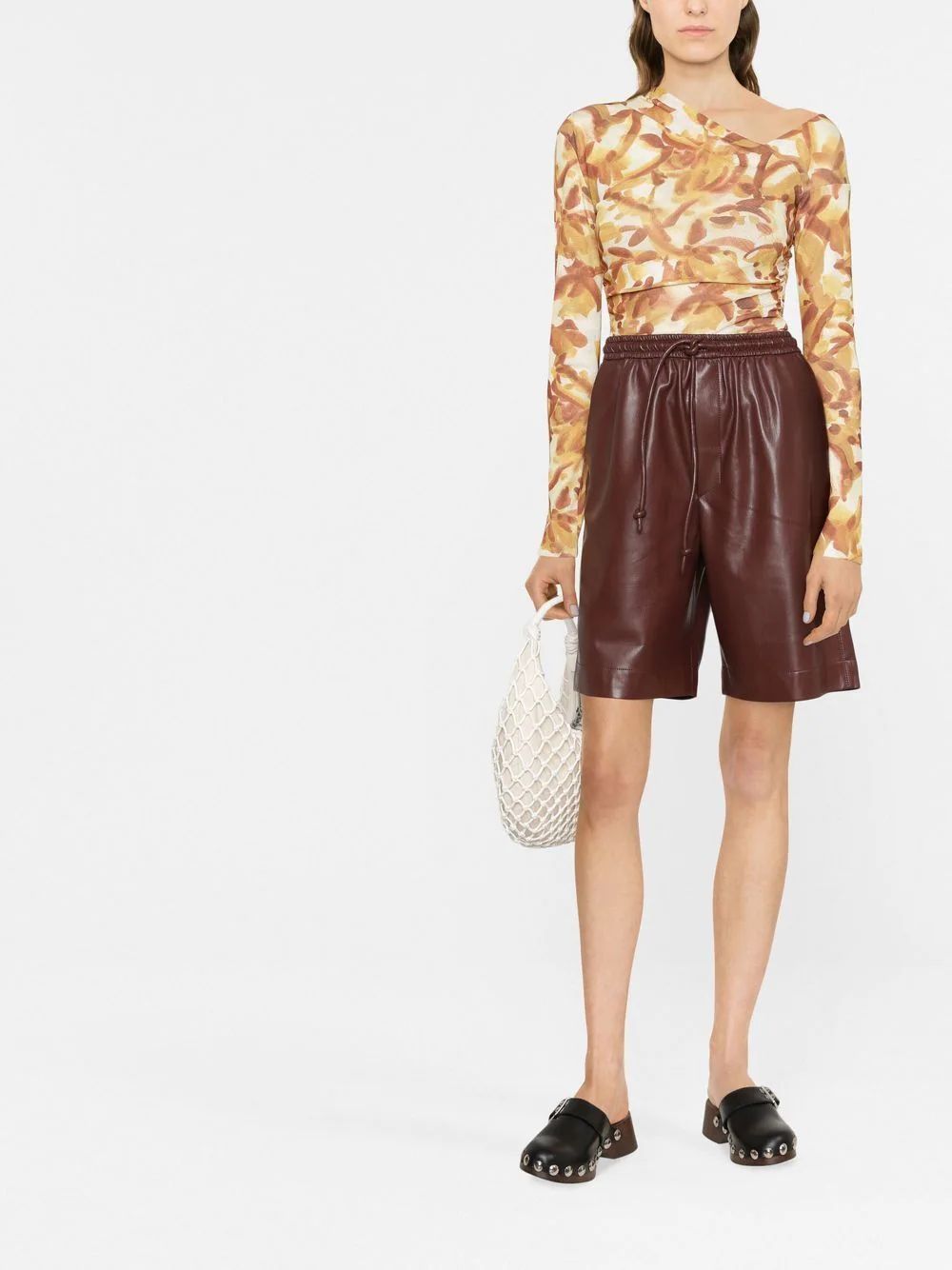 drawstring faux-leather shorts | Farfetch Global