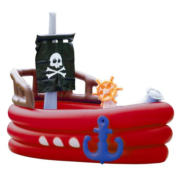 Teamson Kids - Water Fun Pirate boat Inflatable Sprinkler Play Center with pump - Red | Walmart (US)