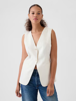 Linen-Cotton Longline Vest | Gap (US)