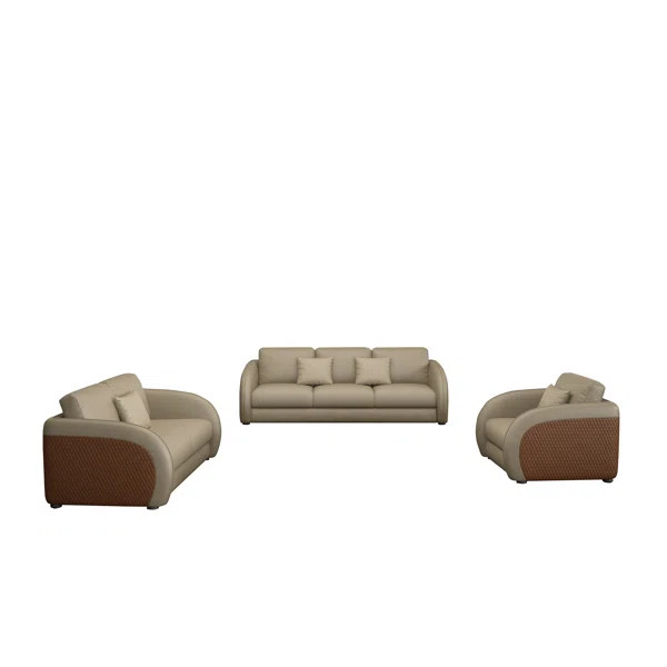 Noir 3 Piece Genuine Leather Living Room Set | Wayfair Professional