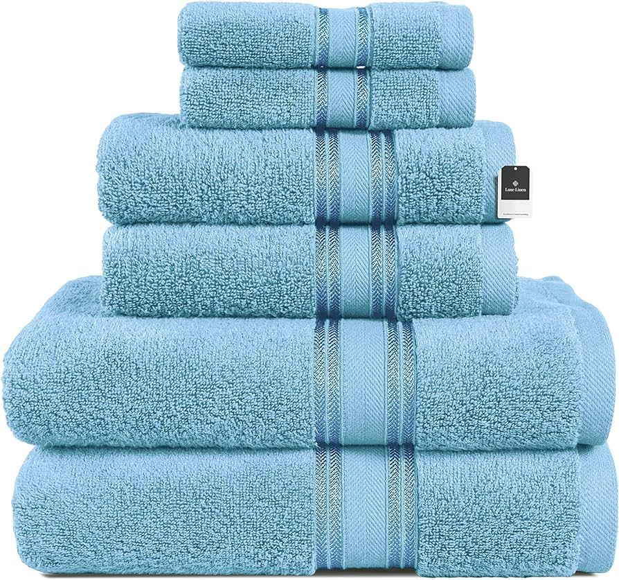 LANE LINEN Luxury Bath Towels Set - 6 Piece Set, 100% Cotton Bathroom Towels, Zero Twist, Quick D... | Amazon (US)