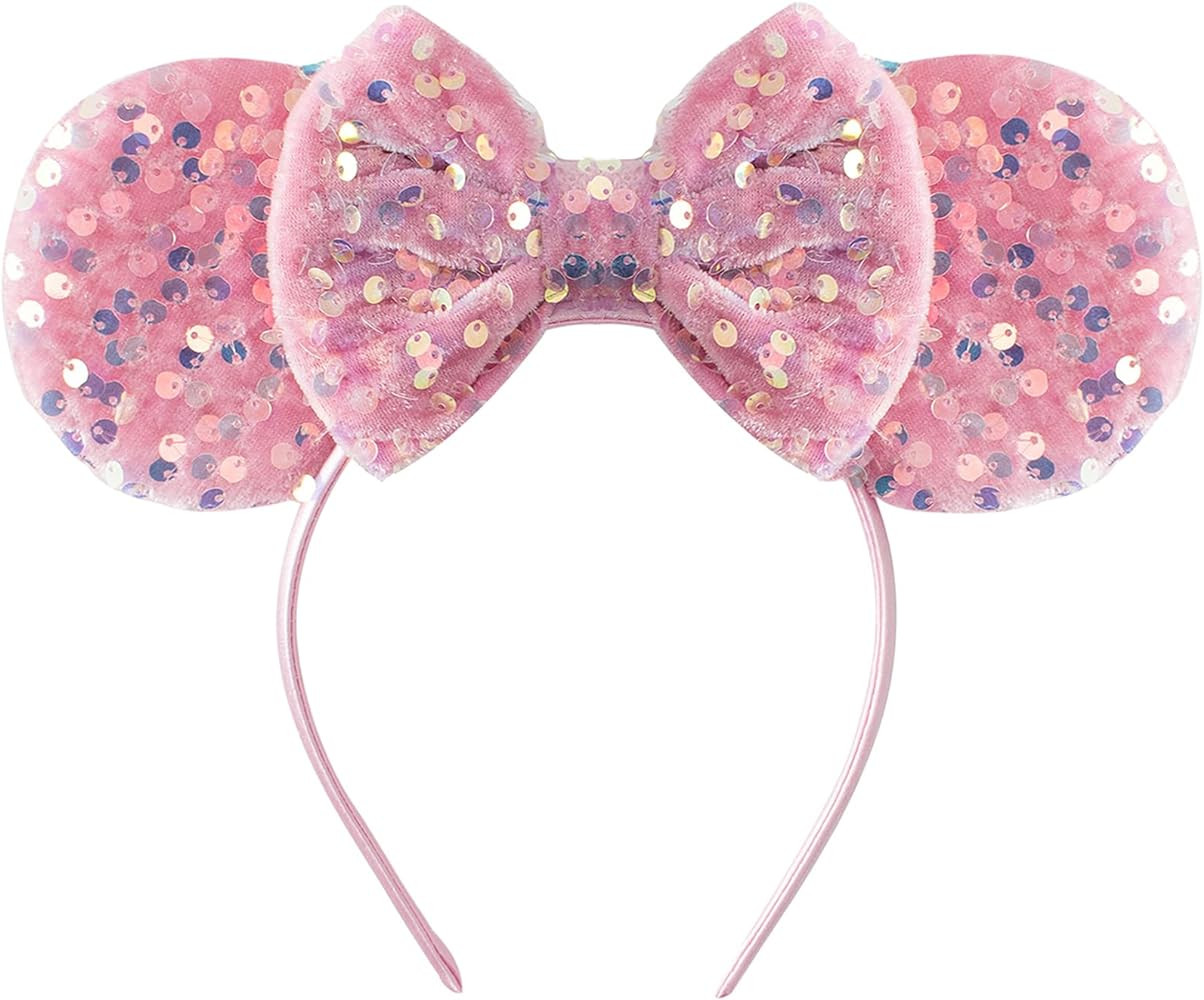 KARETT Sequins Mouse Ears Headband With Glitter Bow Cosplay Costumes Princess Party Decorations F... | Amazon (US)