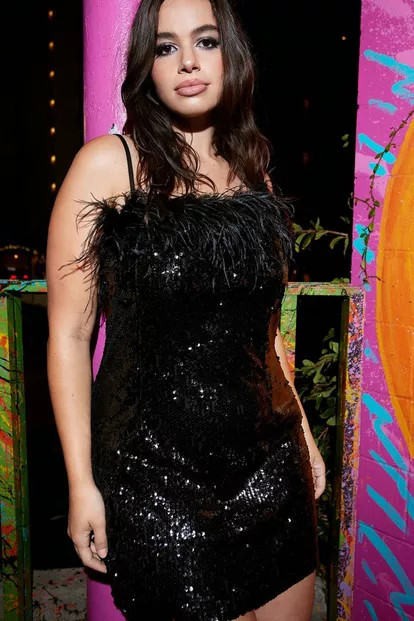 Plus Size Feather Trim Sequin Bodycon Dress | Nasty Gal (US)