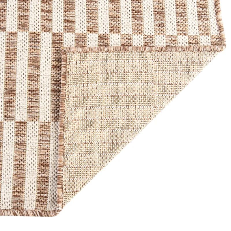 Robinson Striped Indoor / Outdoor Area Rug in Taupe/White/Ivory | Wayfair North America