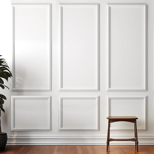 Peel and Stick Wall Molding Kit,6 Sets Pre-Cut Wainscoting Panels for Interior Wall Moulding Decor,Pre Made Wainscoting Wall Panel for Home Decoration Accent Wall (24x54in) | Amazon (US)
