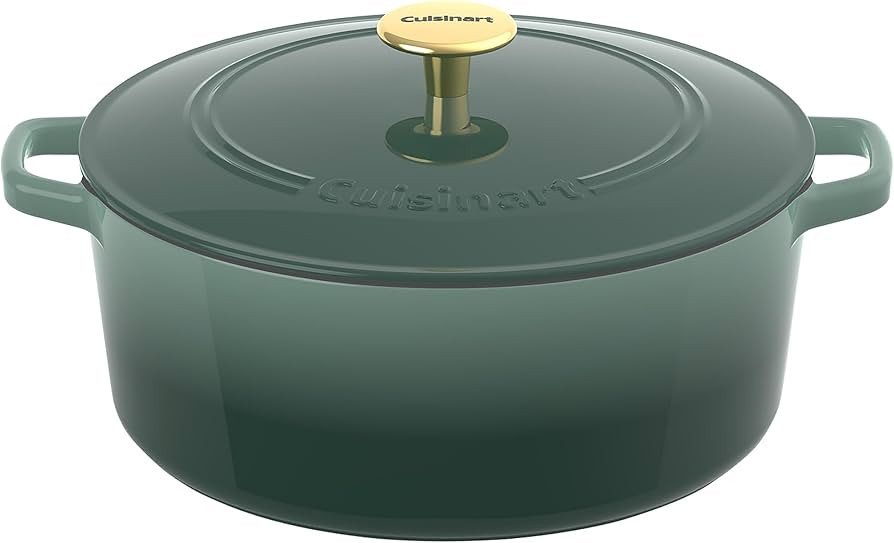 Cuisinart Chef's Classic Enameled Cast Iron Round Covered Casserole (Seafoam Green, 7- Quart) | Amazon (US)