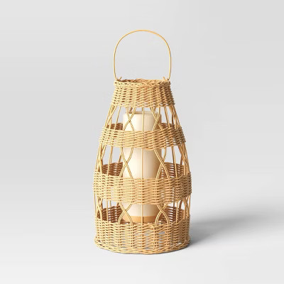 16" Battery LED Outdoor Lantern Light Beige - Threshold™ designed with Studio McGee | Target