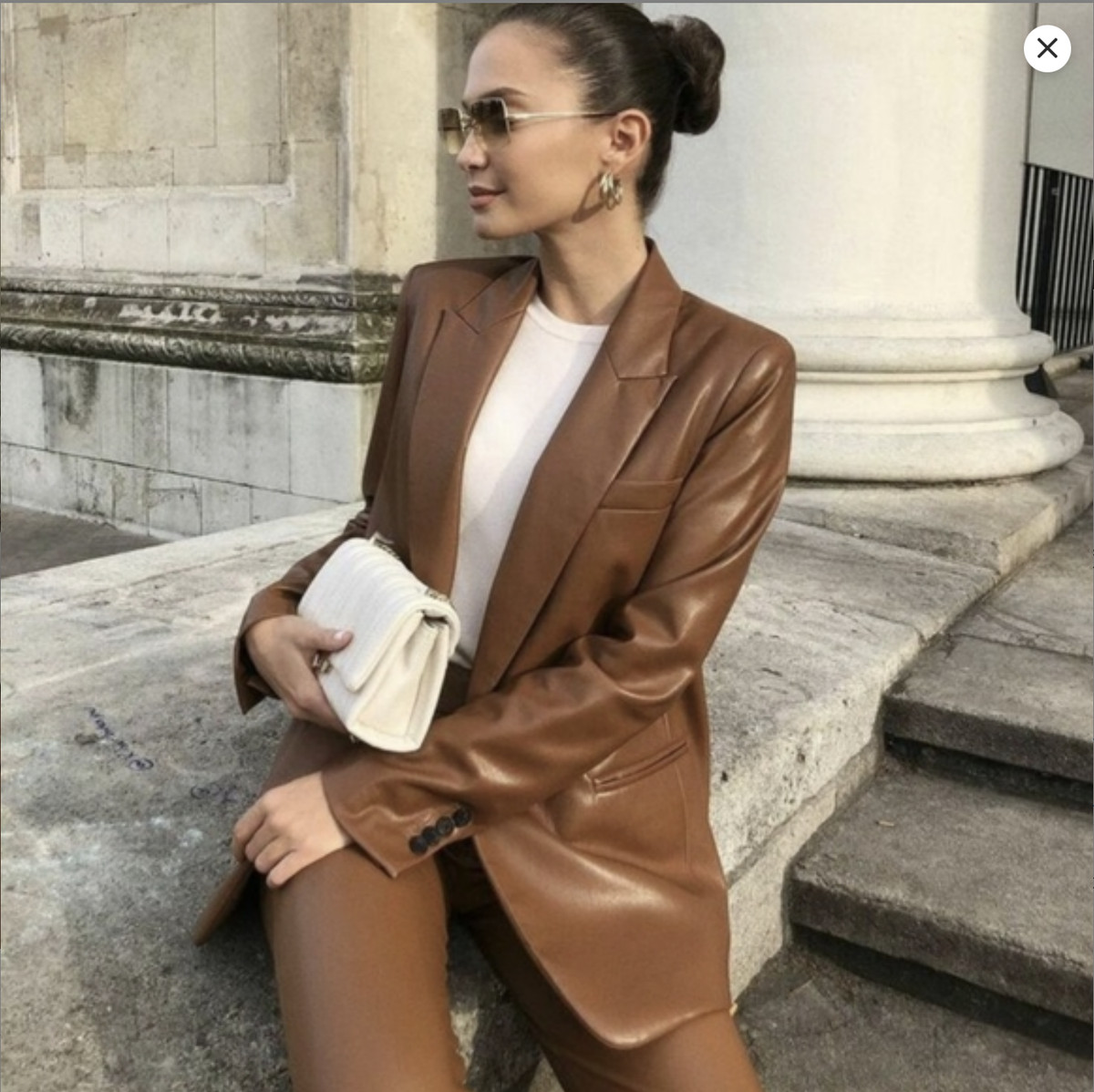 ZARA NEW WOMAN FAUX LEATHER BLAZER JACKET CARAMEL BROWN XS,S  Measurements | eBay US