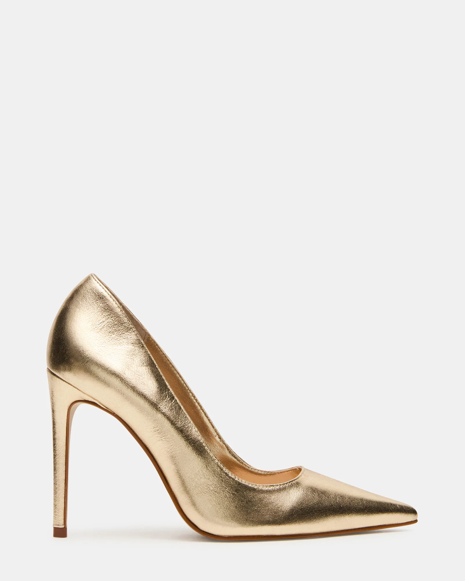 NOIR Gold Leather Pointed-Toe Stiletto Pump Women's Heels | Steve Madden (US)