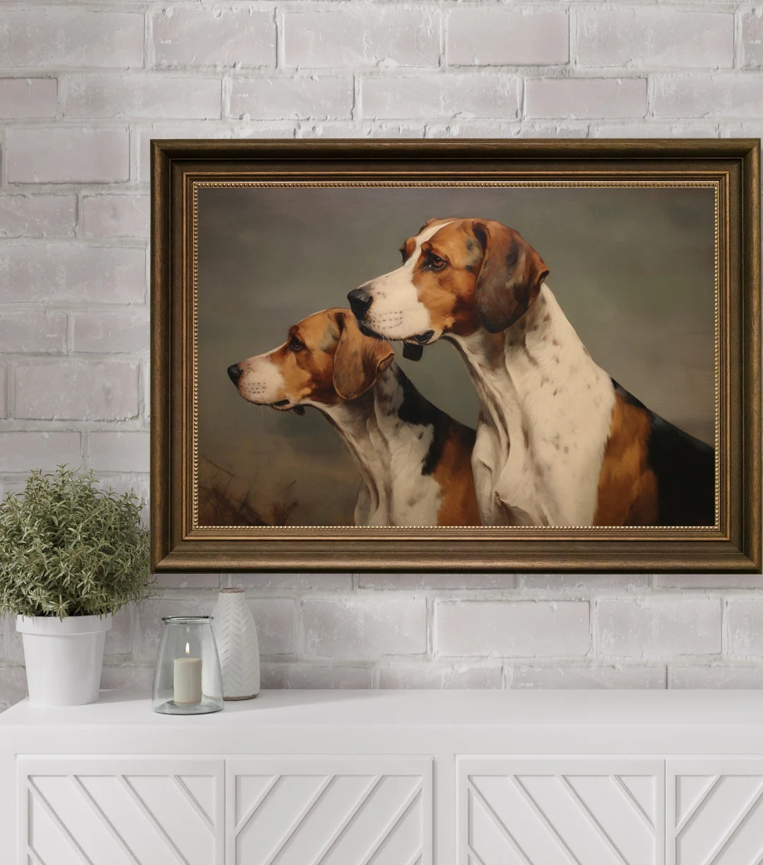 Vintage Two Foxhounds Dog Wall Art, Moody Animal Art, Dog Artwork, Vintage Dog, Vintage Hunting D... | Etsy (US)