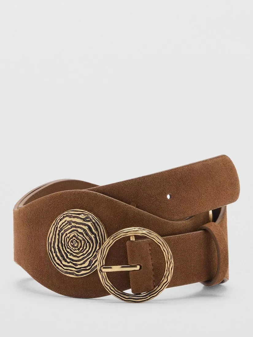 Mango Marisa Leather Obi Belt, Brown | John Lewis (UK)