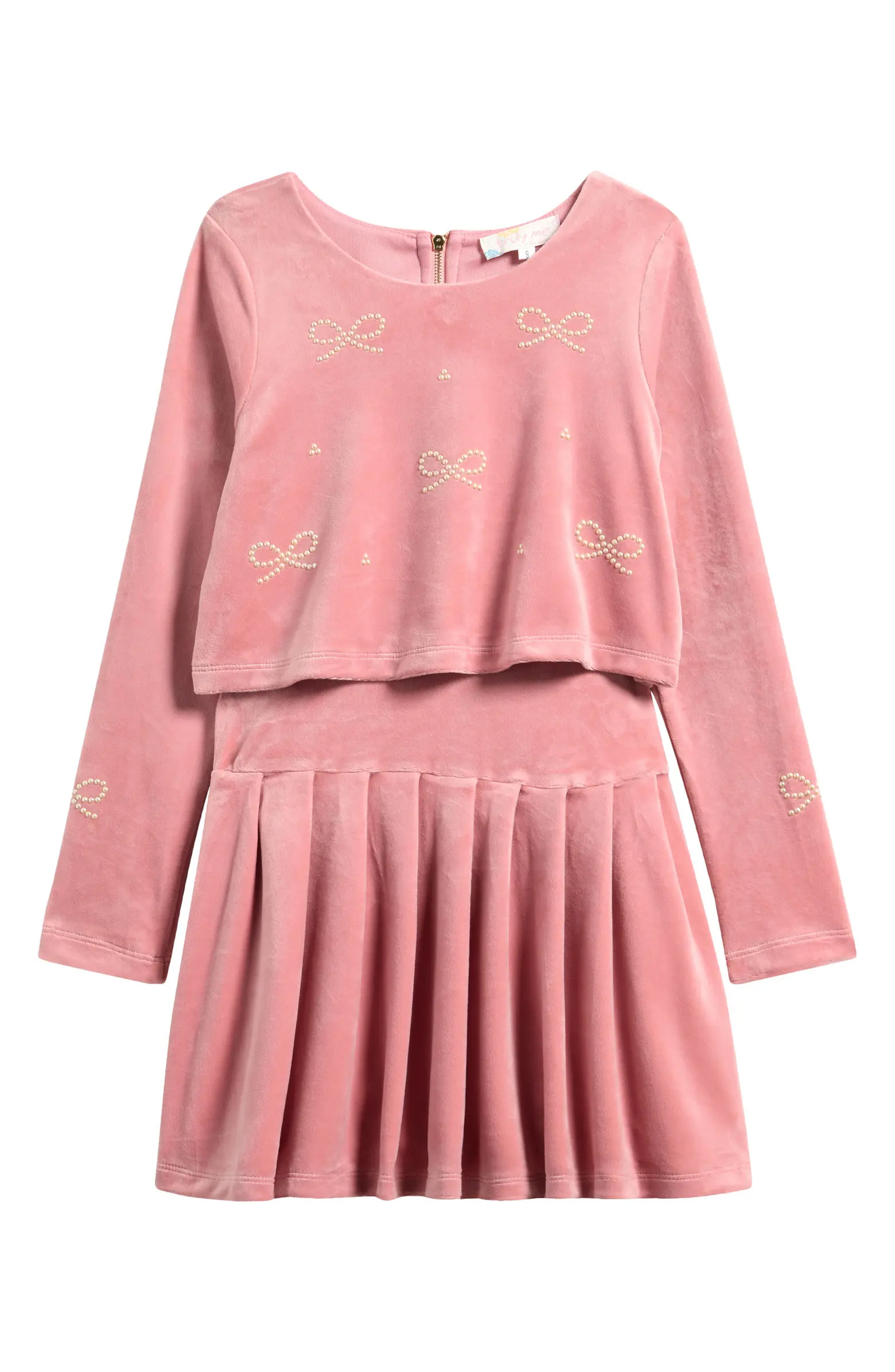Kids' Bow Embellished Mock Two-Piece Dress | Nordstrom