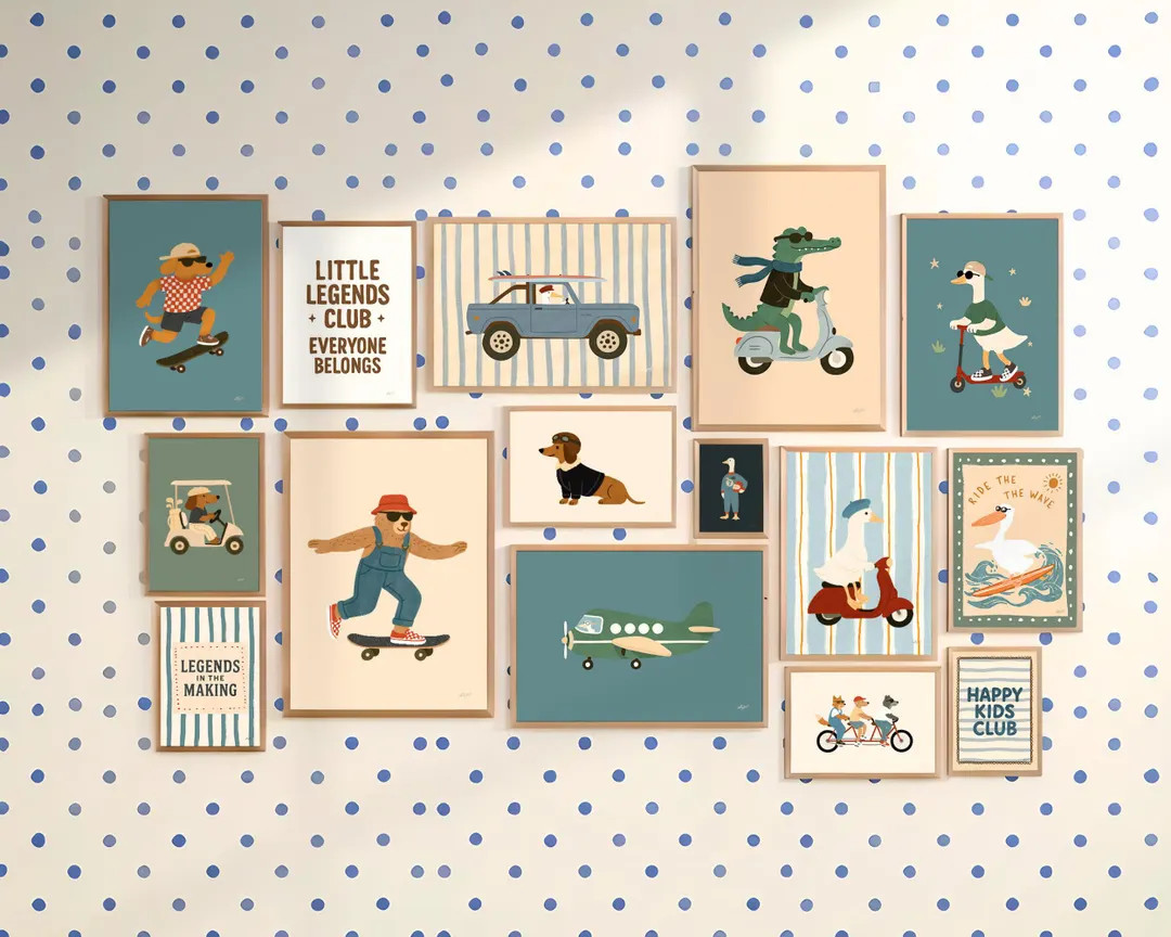 Animal Wall Art Set Kids Room Nursery Playroom Decor Vintage Style Posters Bundle Kids Bedroom Pr... | Etsy (US)