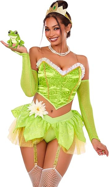 Bayou Babe Costume Includes Bustier Top, Petal Skirt Garter Panty, Pin-on Flower, Clear Straps, G... | Amazon (US)