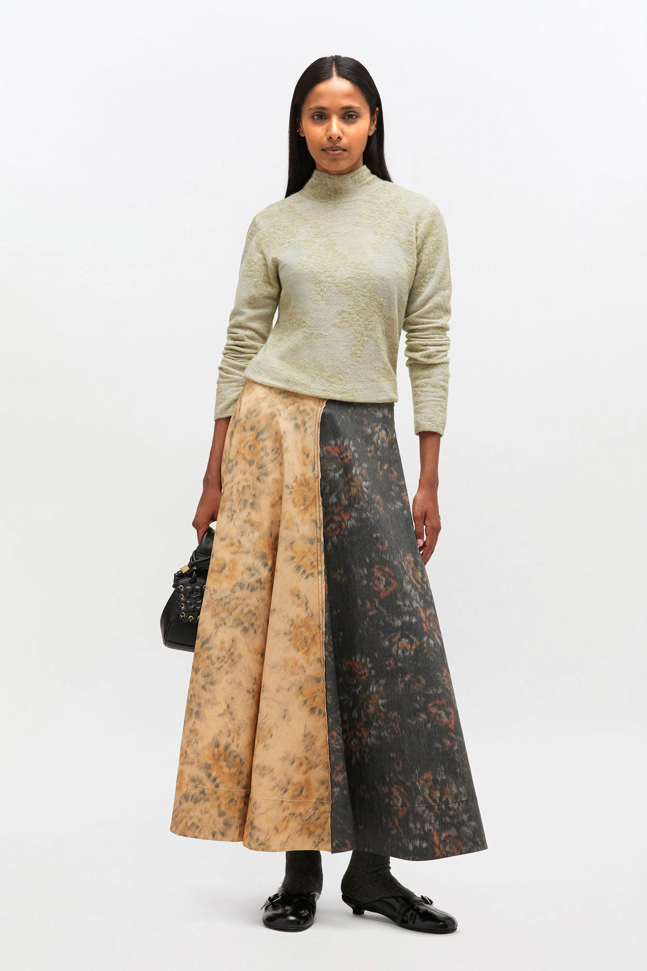 Black and Beige Circle Skirt | Ganni