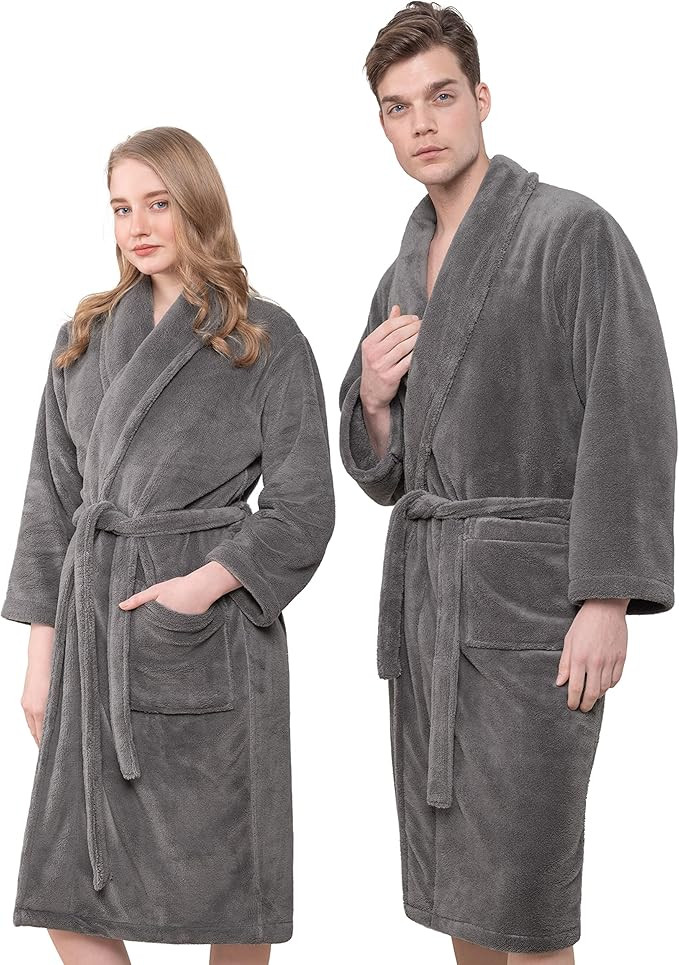 American Soft Linen Warm Fleece Robe, Mens and Womens Robe Fuzzy, 1 Piece Unisex Plush Adult Bath... | Amazon (US)