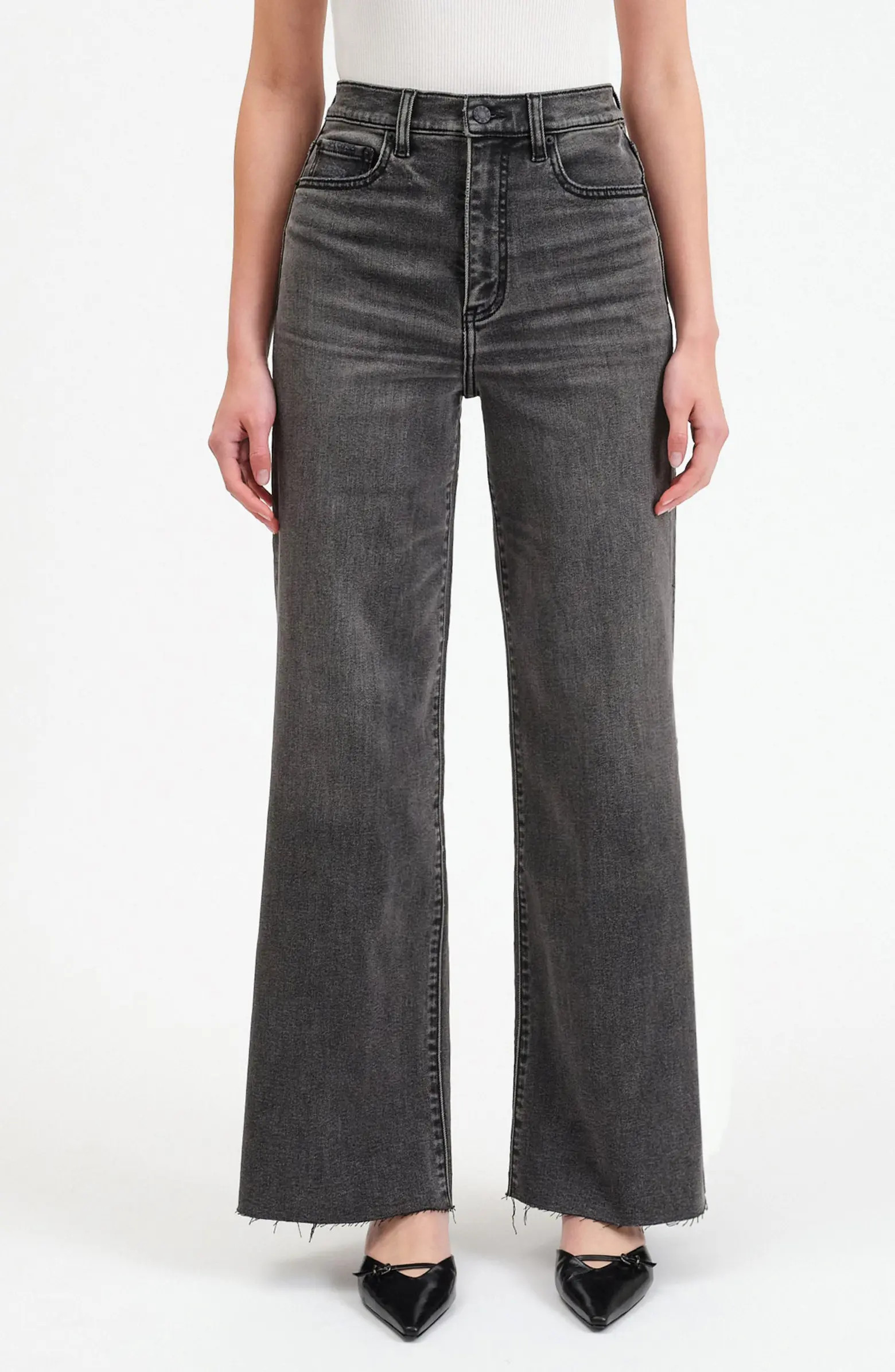 Far Out Raw Hem High Waist Wide Leg Jeans | Nordstrom