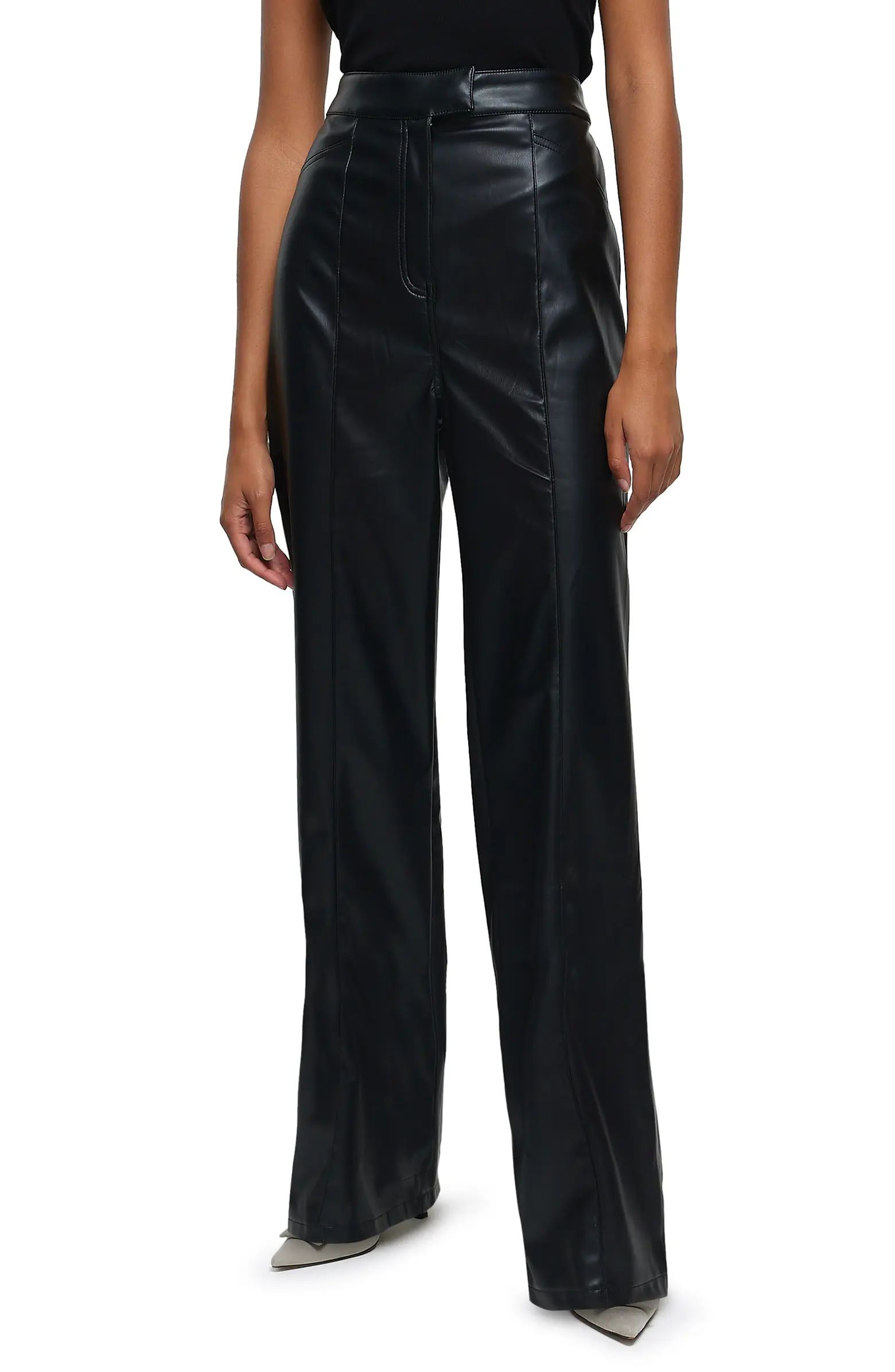 High Waist Faux Leather Straight Leg Pants | Nordstrom