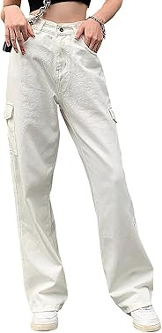 LONGYIDA Baggy Jeans for Women Stretchy High Waisted Straight Wide Leg Cargo Jeans Y2K Boyfriend ... | Amazon (US)