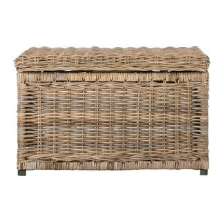 Elijah 30 in. Natural Wicker Storage Trunk | The Home Depot