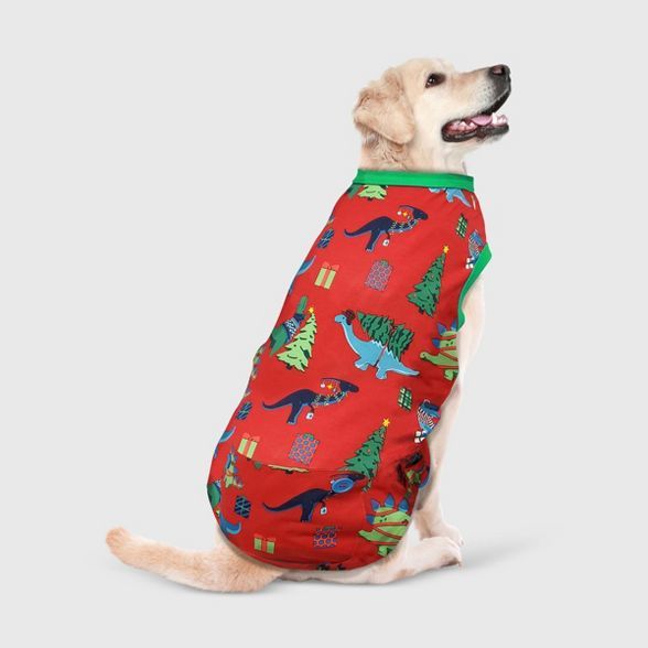 Holiday Dinosaur Print Dog and Cat Matching Family Pajamas - Red - Wondershop™ | Target