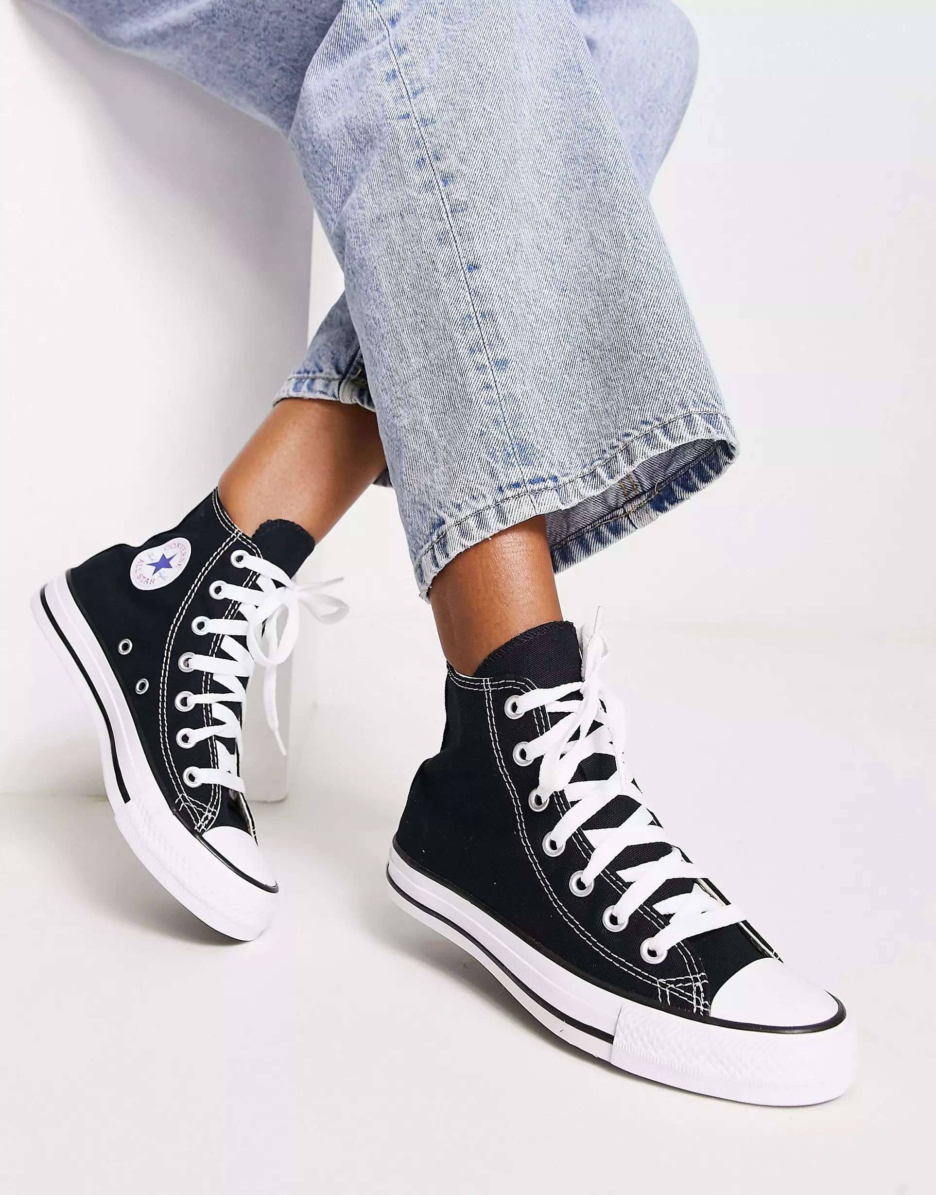 Converse Chuck Taylor All Star Hi Wide Fit unisex trainers in black | ASOS | ASOS (Global)