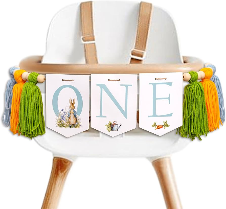 Peter Rabbit One High Chair Banner - Peter Rabbit Themed First Birthday Decoration HighChair Bann... | Amazon (US)