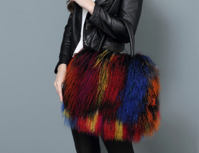 100% Real Angora goat Fur Handbag Womens Purse Wallet Bag Cross body Shoulder | eBay US