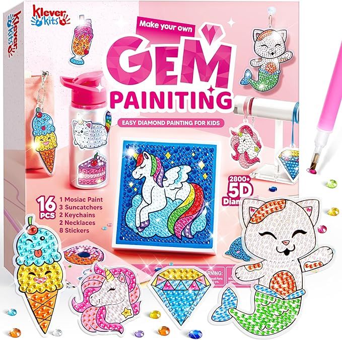 Klever Kits Gem Art, Kids Diamond Painting Kit with 5D Gem, Arts and Crafts for Girls Ages 6-12, ... | Amazon (US)