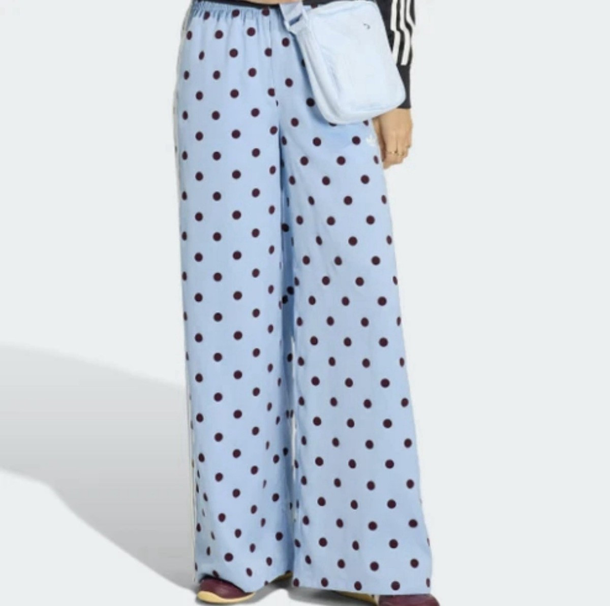 *Adidas Satin Polka Dots Wide Leg Track Pant Clear Sky Black | size M | KV1170 | eBay | eBay US