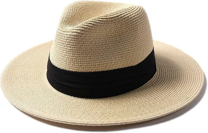FURTALK Panama Hat Sun Hats for Women Men Wide Brim Fedora Straw Beach Hat UV UPF 80+ | Amazon (US)
