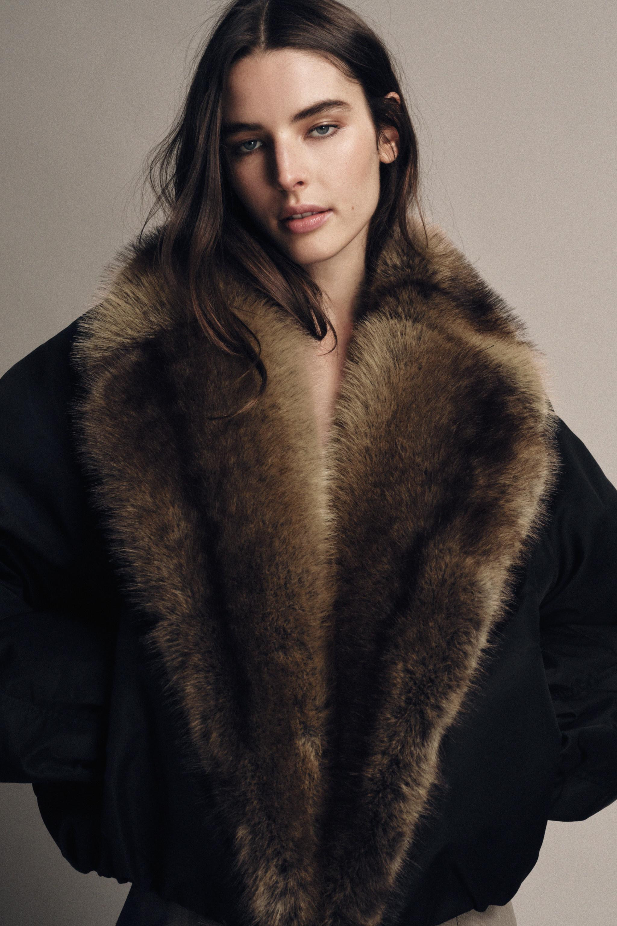 FAUX FUR COLLAR BOMBER JACKET ZW COLLECTION | Zara UK