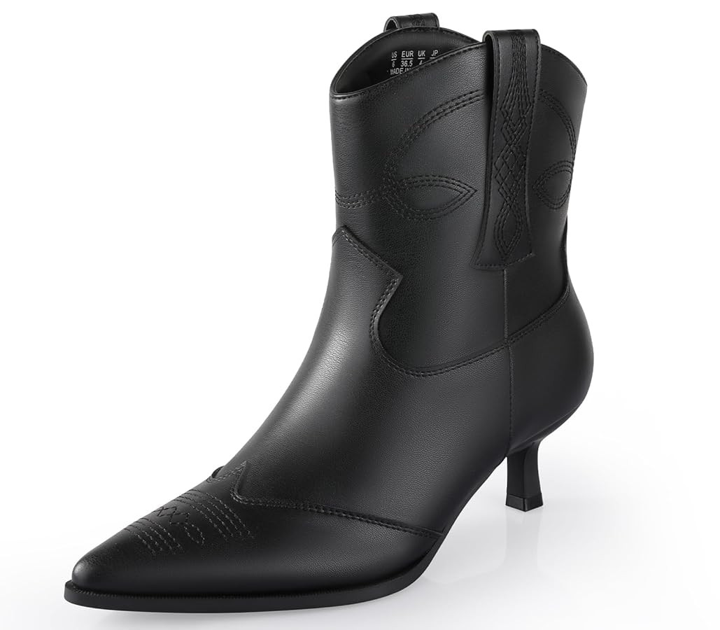 Kitten Heel Ankle Boots for Women Cowgirl Boots Womens Cowboy Booties Pointed Toe Dress Western S... | Amazon (US)