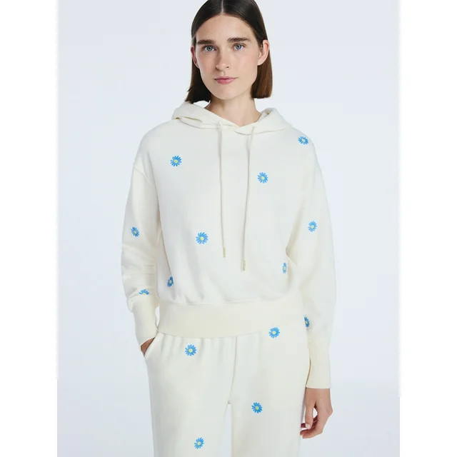 Free Assembly Women’s and Women’s Plus Cropped Embroidered Pullover Hoodie Sweatshirt, Sizes ... | Walmart (US)