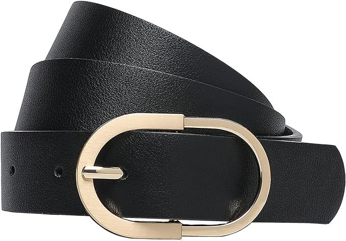 Tanpie Womens Leather Waist Belts for Jeans Pants with Gold Buckle | Amazon (US)